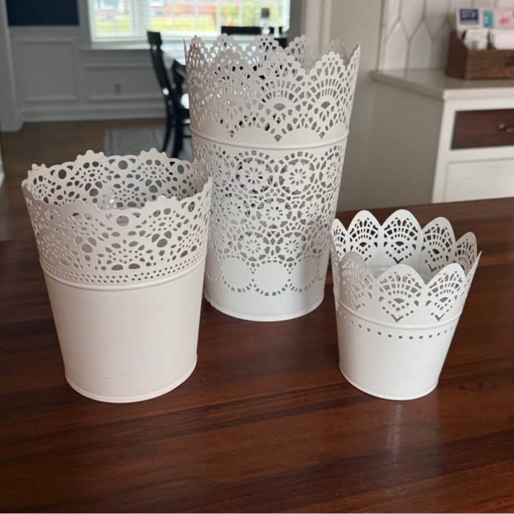 IKEA Skurar Planters with Lace Design - Picture 2 of 8